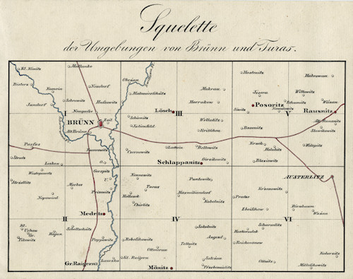 Přehledka pro 6listové vydání mapy z roku 1835